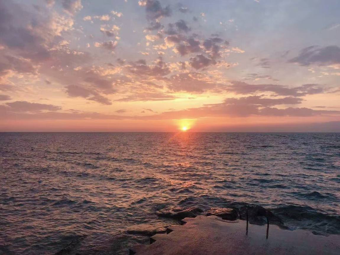sunrise over lake michigan, chicago